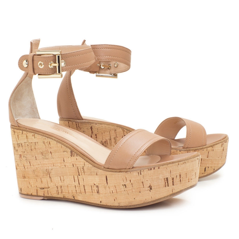 NIB GIANVITO ROSSI Powder Nappa Leather Wedges San